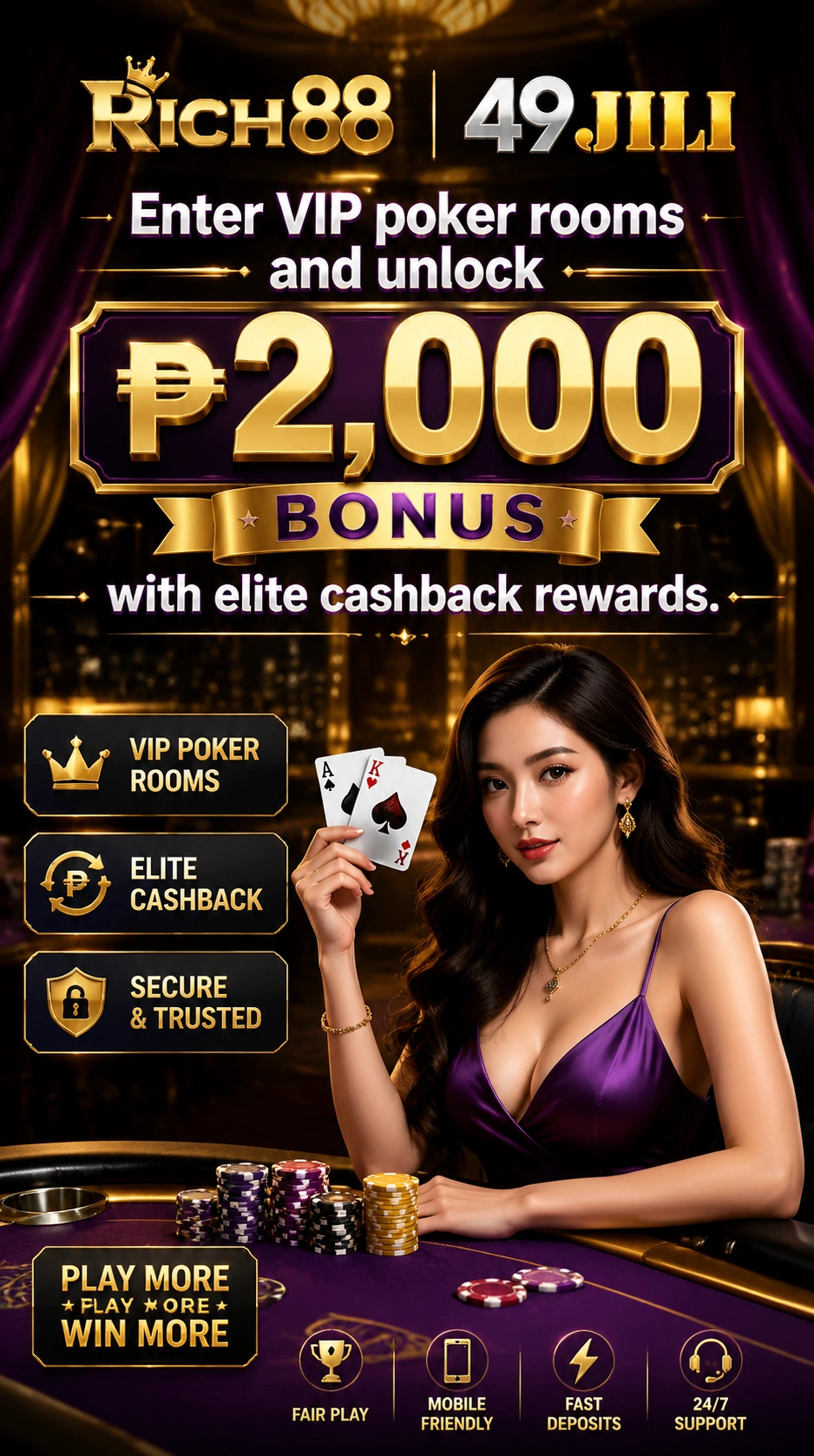 Online Poker hero image showing a poker-themed promotional visual