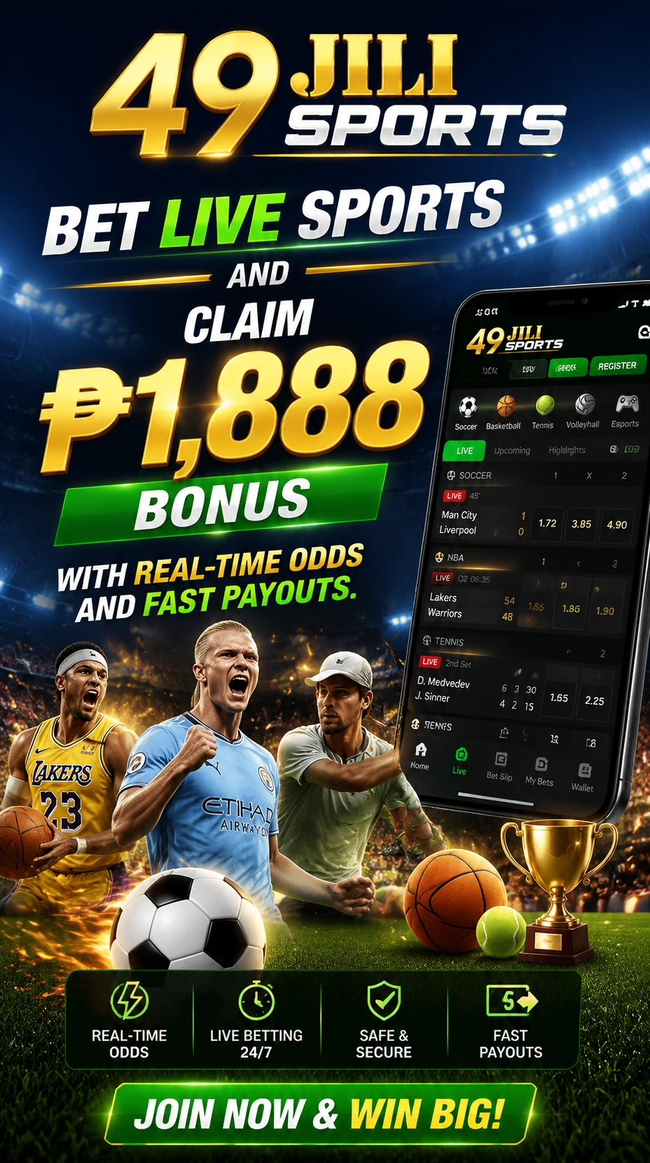 Live sports betting interface for mobile users